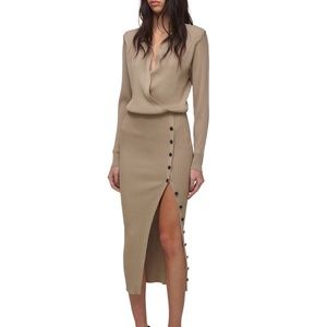 Self-portrait Mushroom Ribbed Knit Dress sz M